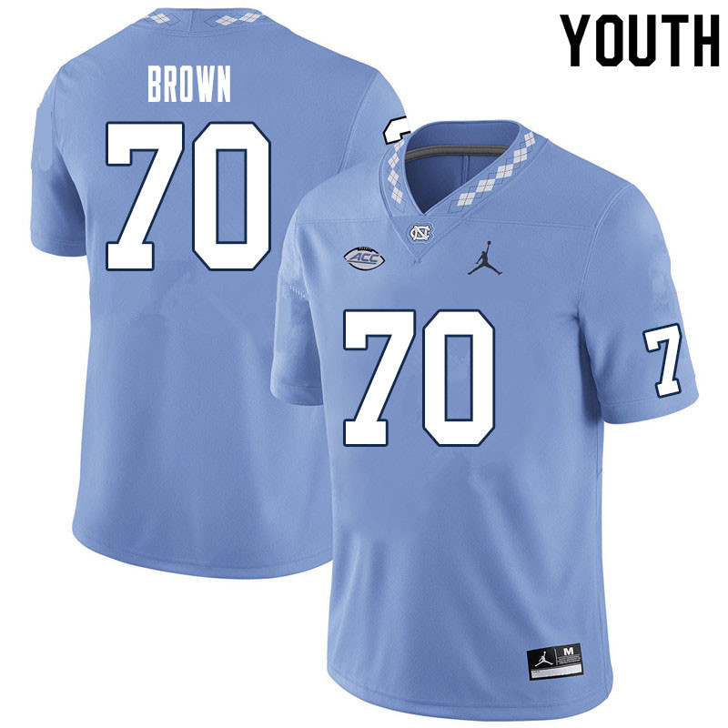 Youth #70 Noland Brown North Carolina Tar Heels College Football Jerseys Sale-Carolina Blue